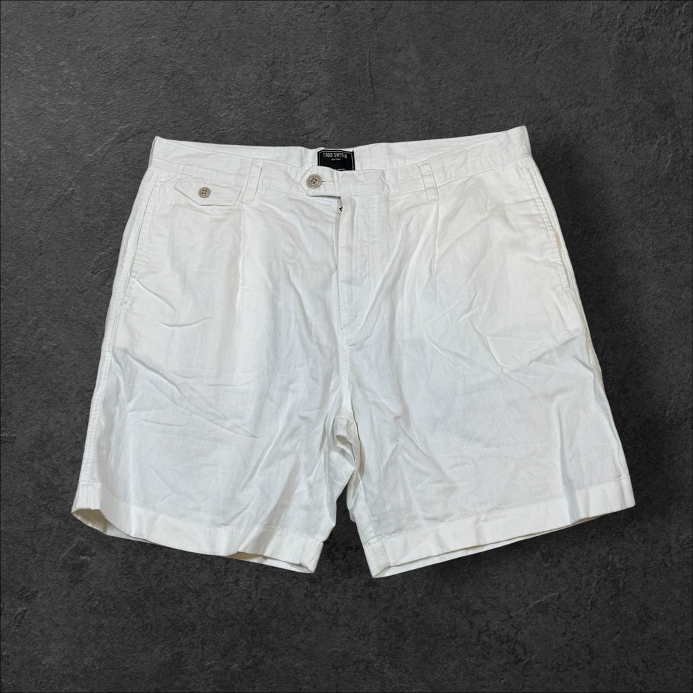 NWT Todd‎ Snyder 7 in Hudson Pleated Short Size 36 White Linen Blend